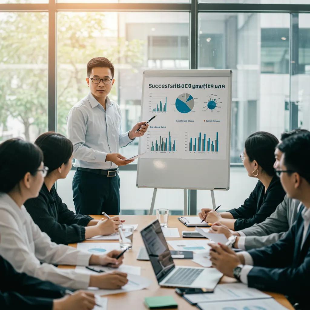 Top SEO Consultants Near You for Maximum Online Visibility 2 SEO consultant presenting successful case studies to clients in a business meeting